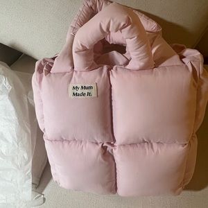 Brand new My Mum Made It pink puffer tote bag